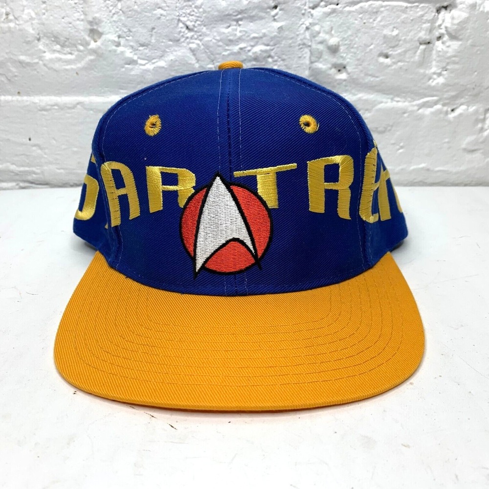 Vintage Star Trek Big Spellout Hat Universal Snapback‎ Cap Blue Yellow
